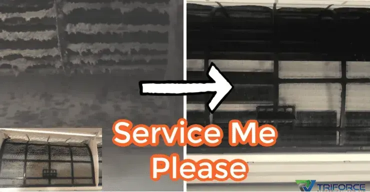 Air conditioning filter clogged with dust before professional cleaning