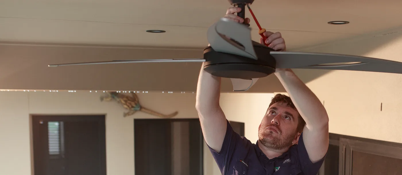 Ceiling fan installation completed by a licensed Triforce electrician