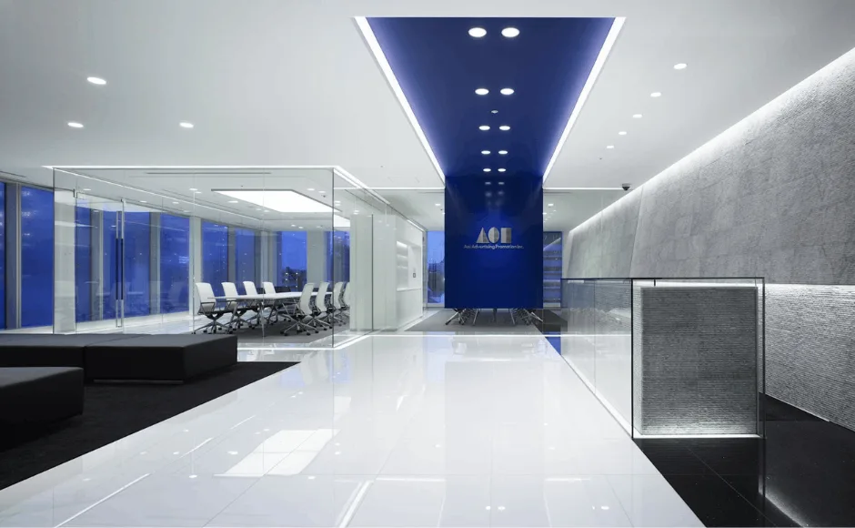 Commercial LED lighting installation in an office space