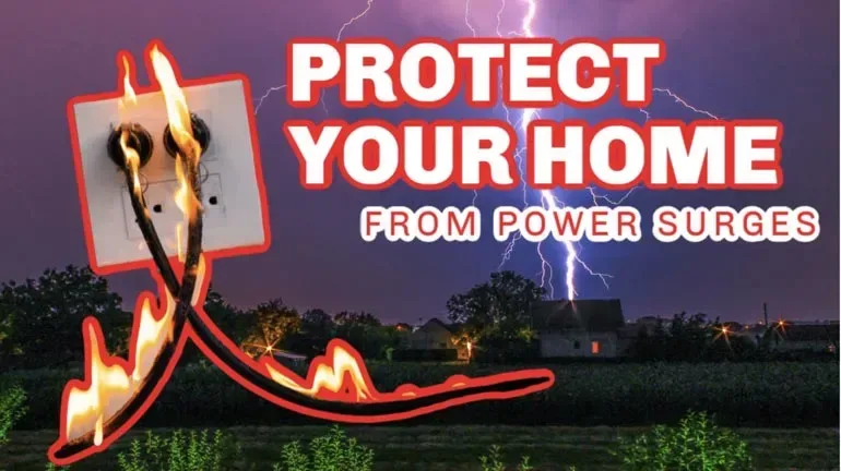 Power surge damage — plugs and wiring showing fire risk from an electrical surge